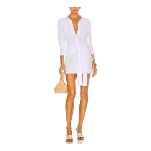 Norma Kamali | Dresses | Norma Kamali Mini Tie Front White Poly Nk Shirt  Dress Size L | Poshmark